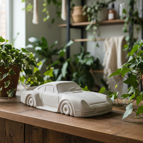 Cement Car Sculpture — Boho Lifestyle (3/4 angle)