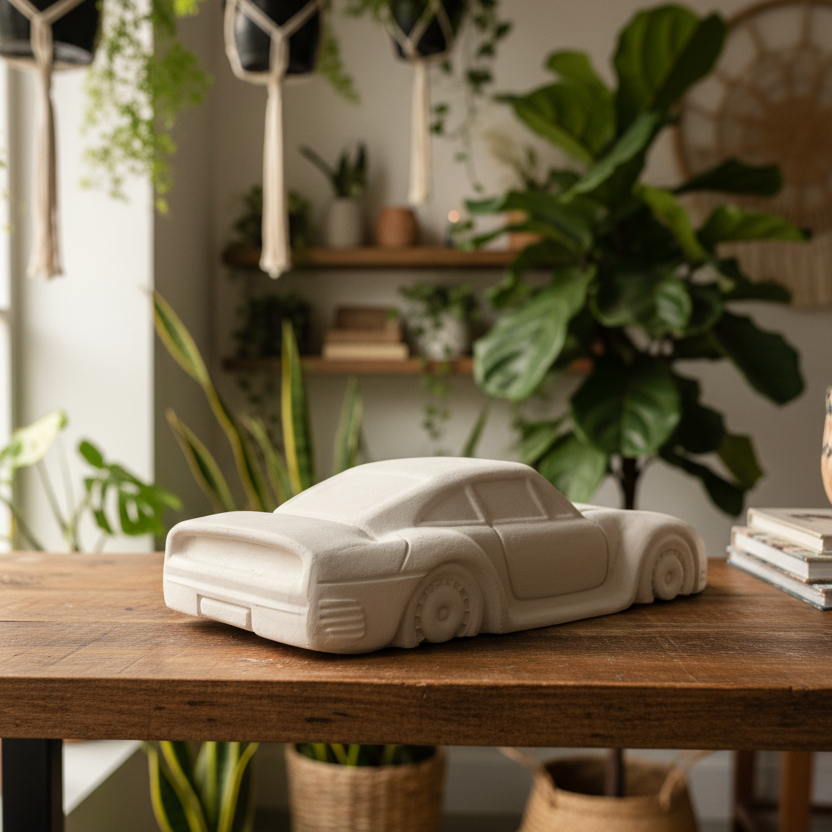 Cement Car Sculpture — Boho Lifestyle (rear 3/4 v2)